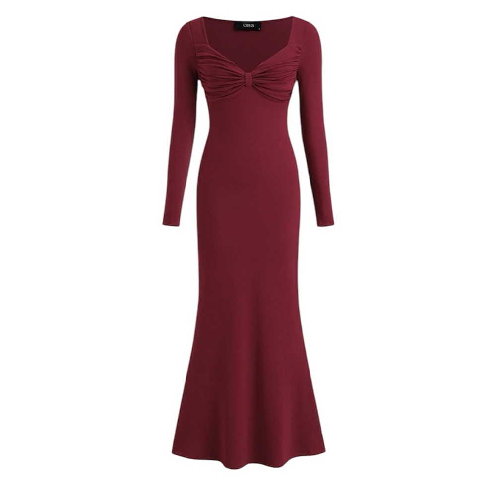 Cider Sweetheart Long Sleeve Knotted Maxi Mermaid‎ Dress Sz Small NWOT